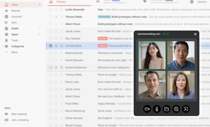 Video conferencing PiP mode for mutlitasking