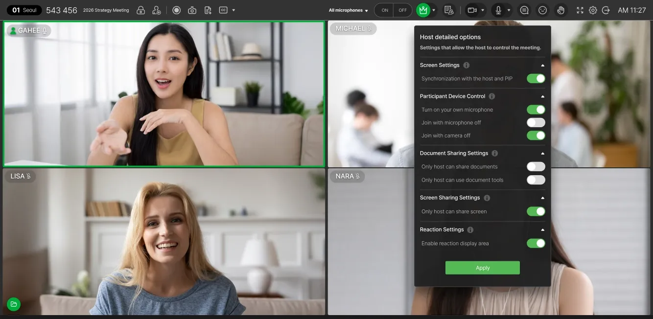 Meeting host control features