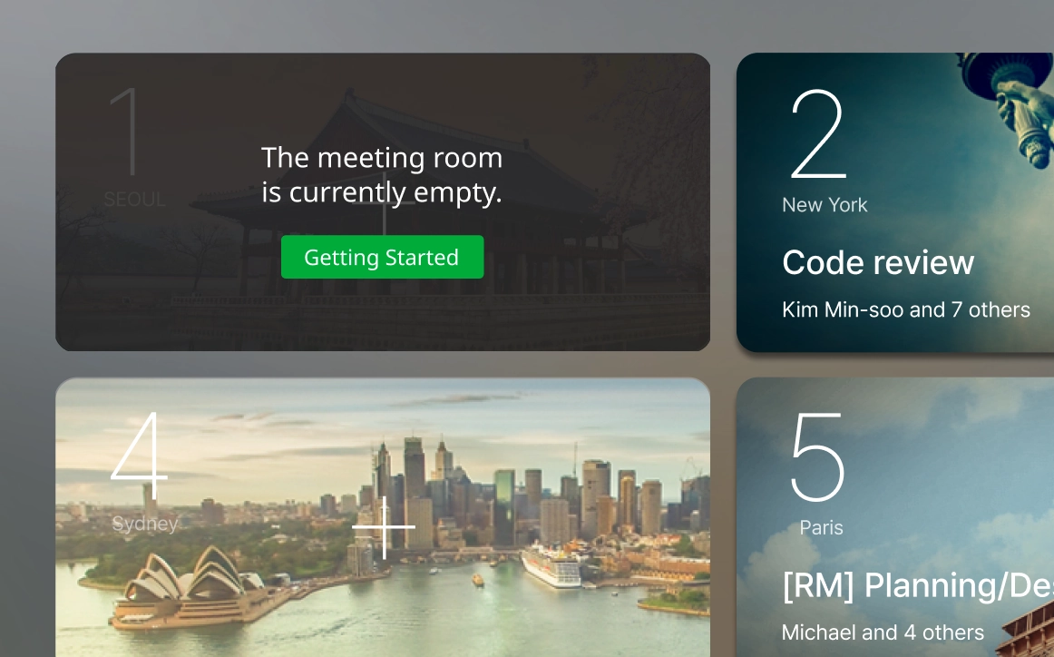 Meeting room list in the Lounge